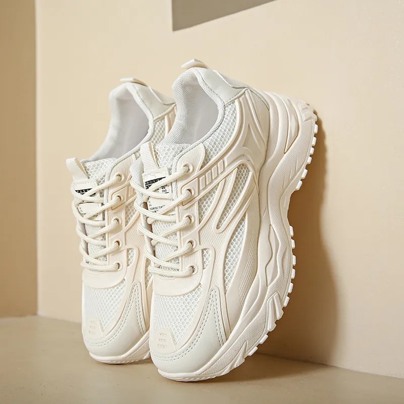 Women's New Fashionable Casual Sneaker Comfortable Running White Shoes - Beige
