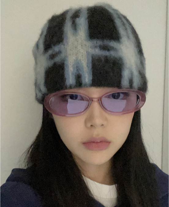 Mohair XINGX Plaid Knitted Woolen Cap
