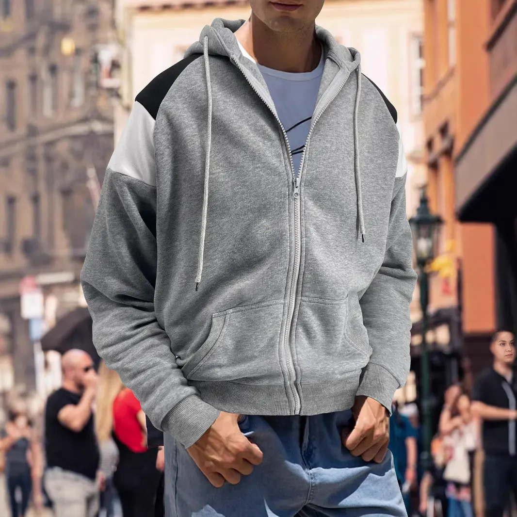 Mens Color-Block Hoodie Casual Sporty Style