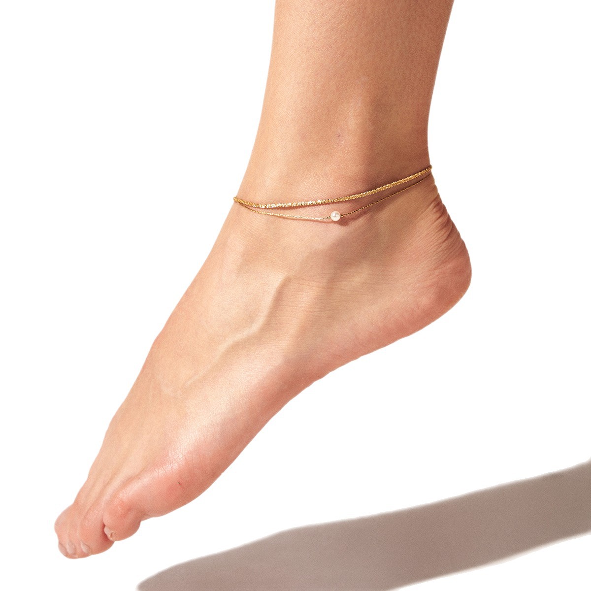 Stainless Steel Double-Layer Chain Anklet, picture 4 of 5