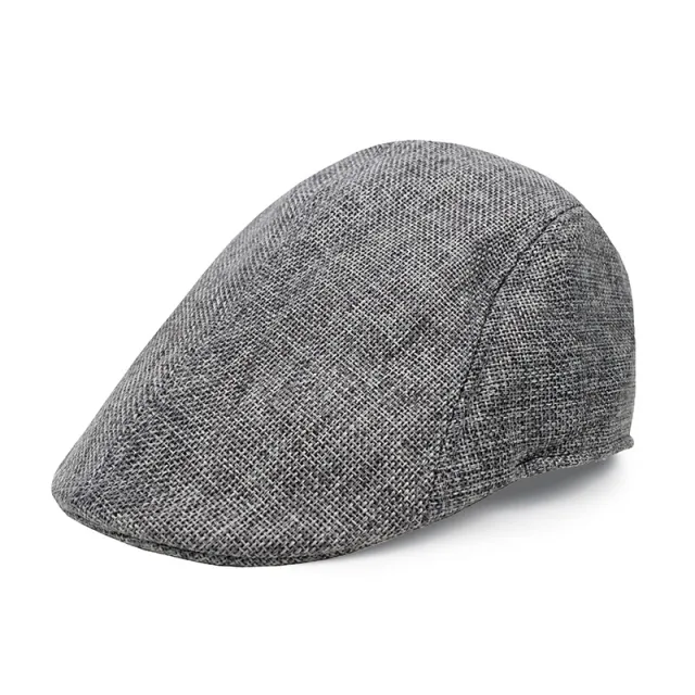 Cotton And Linen Beret Men's Retro Peaked Cap Gray - Shop at LoveMi