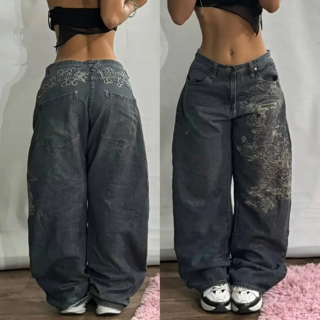American Retro High Street Wide Leg Jeans For Women Spring And Autumn New - Style 2