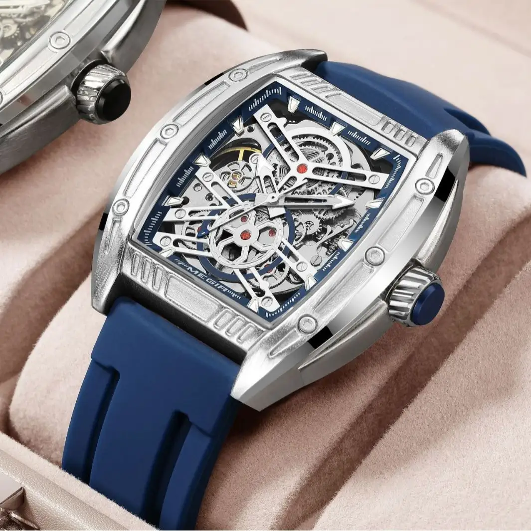 Men's Wine Barrel Type Mechanical Watch Silicone