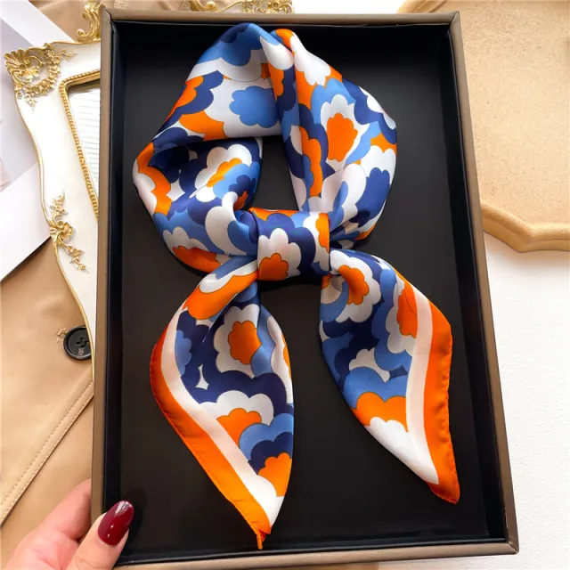 Flower Color Matching Artificial Silk Women's Square Scarf Fj738 1 - Shop at LoveMi