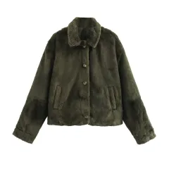 Winter Women's Clothing European And American Fashion Faux Fur Coat - Green - View 1