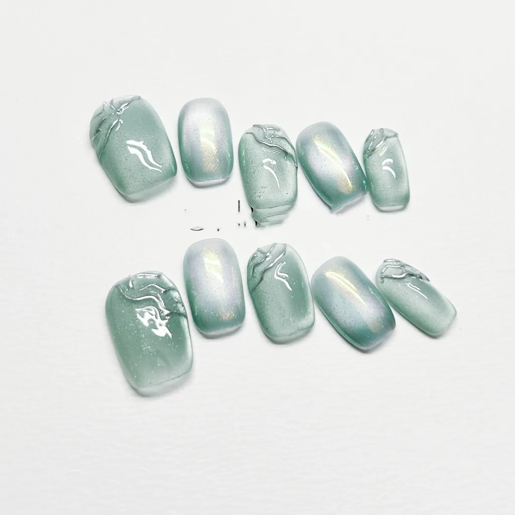 Summer Finished High-end Personality Fake Nails - Short Square