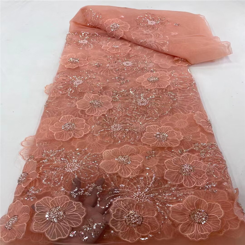 Three-dimensional Embroidered Mesh Fabric Sequin Bead Tube Embroidery - Image 8