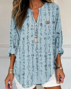 Women's 3D Digital Printing Fashion Round Neck Loose Shirt - Style43-L - View 1