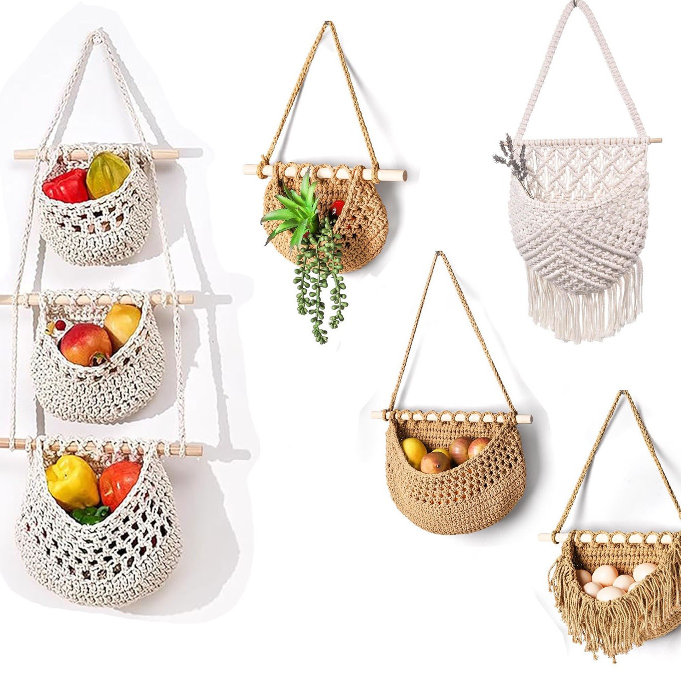 Detachable Three-Tier Kitchen Fruit And Vegetable Storage Mesh Bag