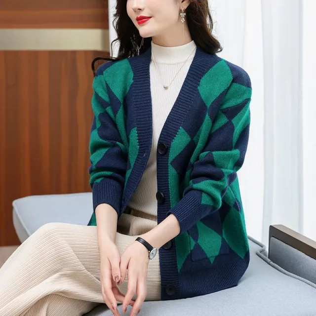 Western Style Small Shirt Slimming Youthful looking Top Sweater Coat Navy Blue - Shop at LoveMi