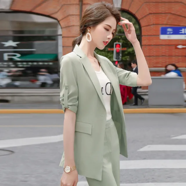 Summer Short Sleeve Isn Trendy Women's Suit Top Light Green - Shop at LoveMi
