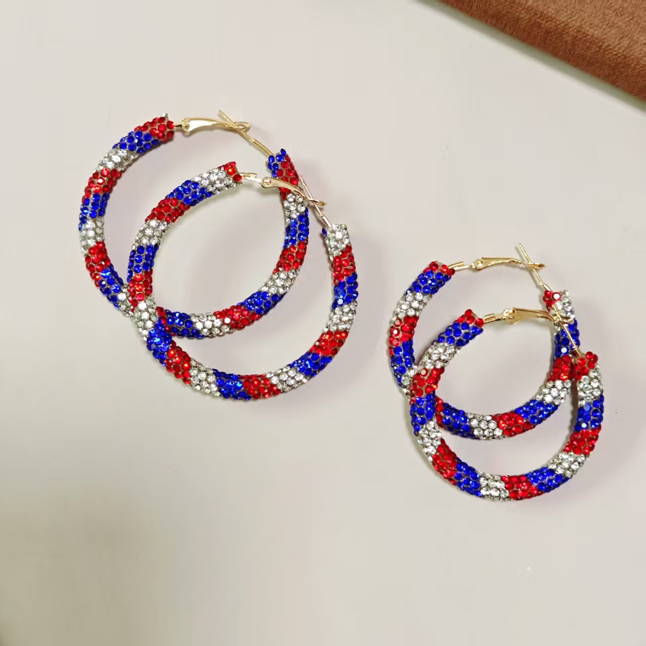 Exaggerated Fully Diamond-studded Sparkling Hoop Earrings