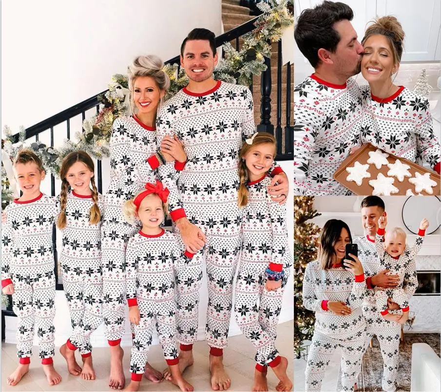 Polyester Black And White Contrast Color Christmas New Parent-Child Women's Casual Suit - Black And White