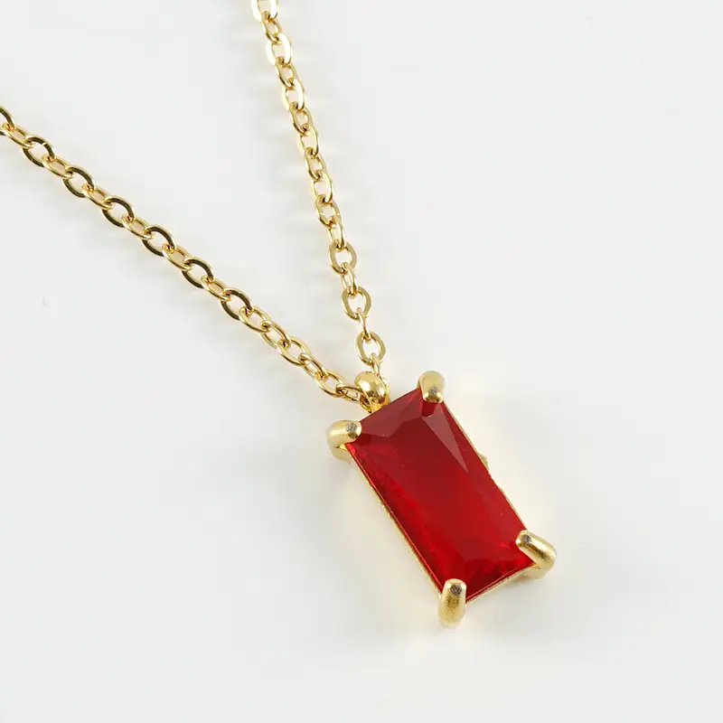 18K Stainless Steel Square Simple Geometric Retro Clavicle Chain