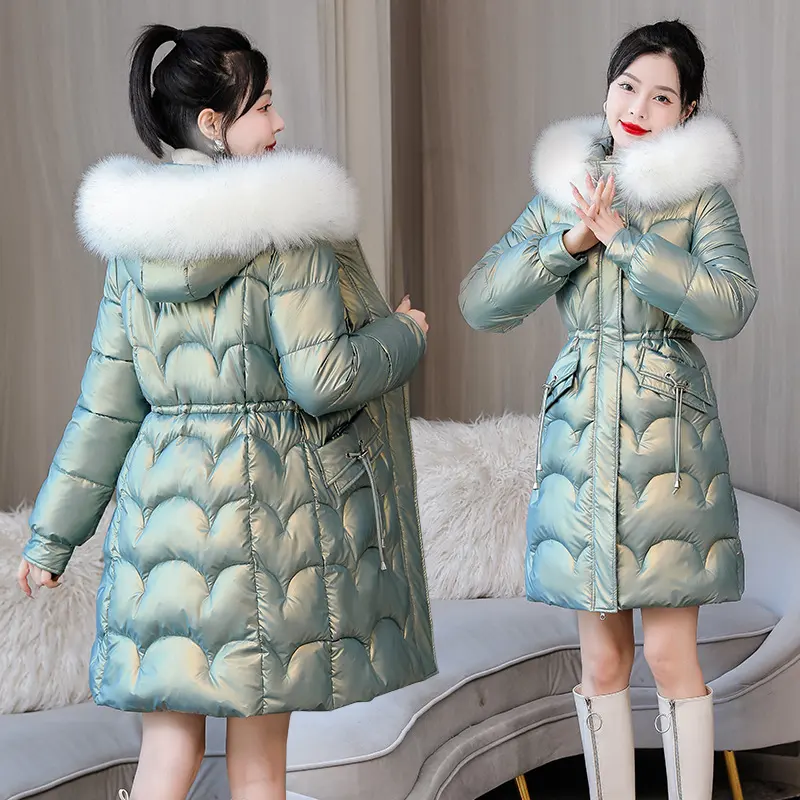 Glossy Women's Mid-length Thickened Warm Slim-fit Figure Flattering Fur