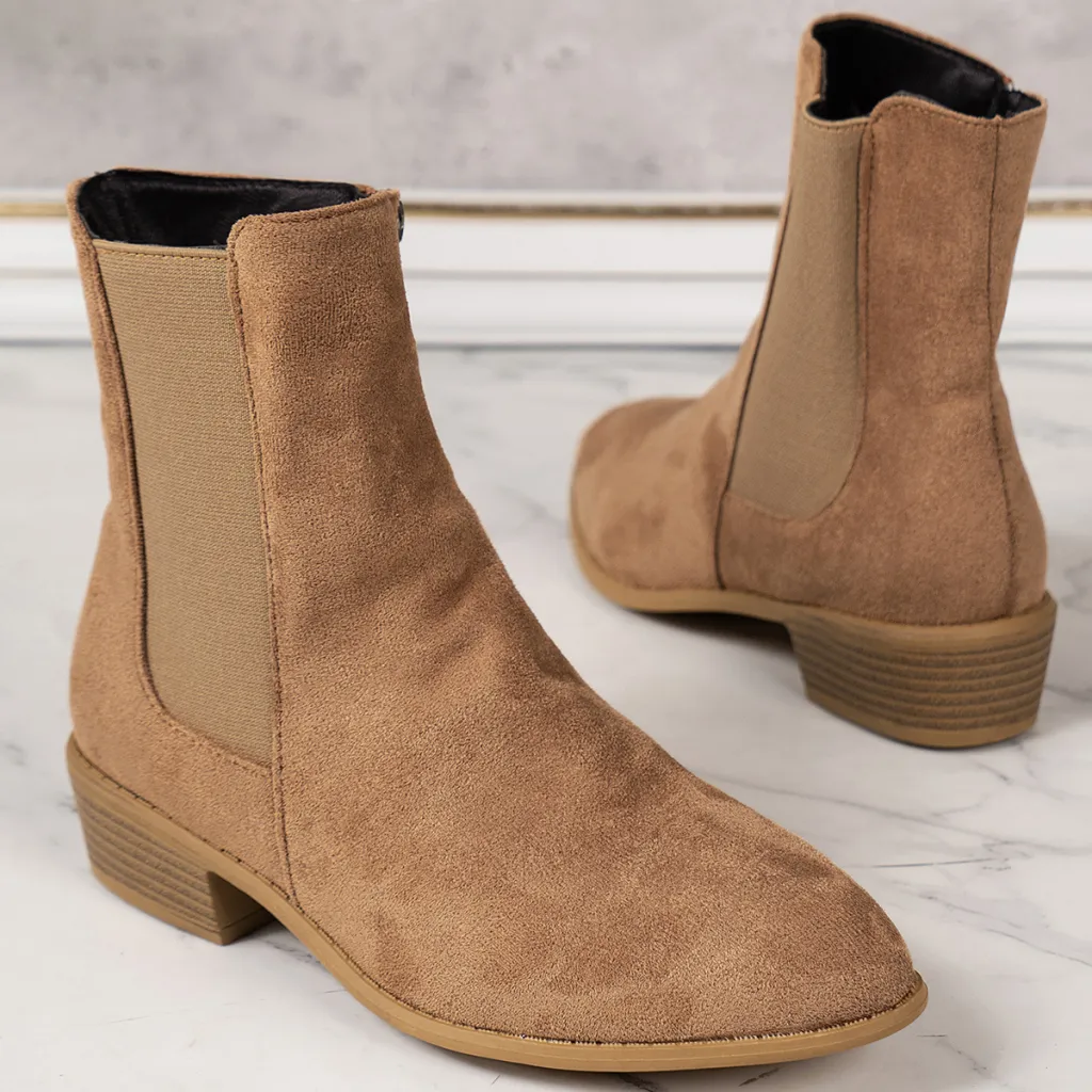 British Style Plus Size Thin Mid-calf Length Boots - Khaki