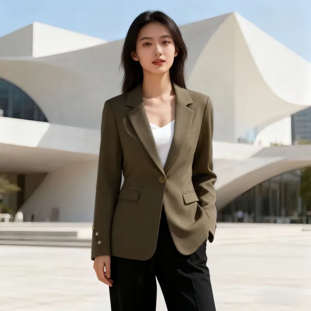 Advanced Design Retro Professional Commute One button Suit Brown - Shop at LoveMi