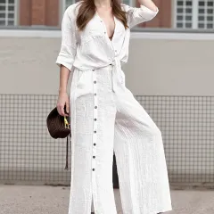European And American Fashion Elegant Style Pure Colour Slimming Suit - White - View 1