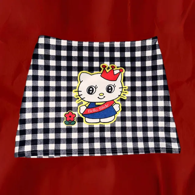 Retro Dog Digital Printed Low Waist Skirt Plaid - Shop at LoveMi