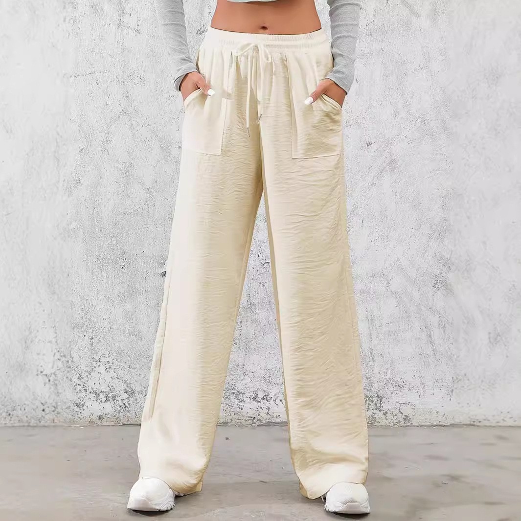 Sloppy-chic Ice-silk Draped Wide-leg Trousers - imagen 1