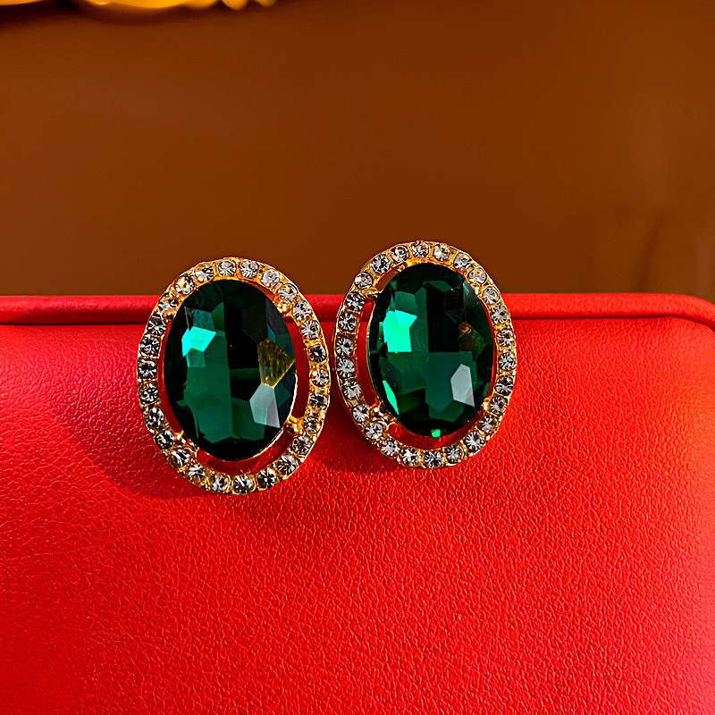 925 Silver Needle Water Diamond Retro Style Earrings