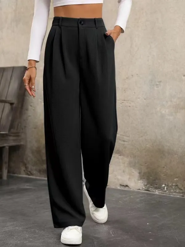Temperament Commute High Waist Casual Suit Pants For Women Black - Shop at LoveMi