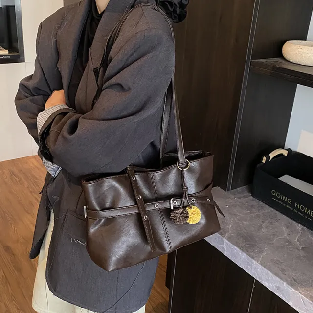 All match One shoulder Underarm Retro Commuter Tote Coffee - Shop at LoveMi
