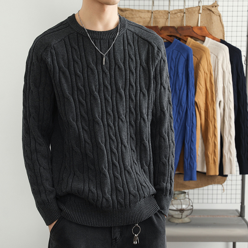Mens Casual Slim-fit Knitted Pullover Sweater