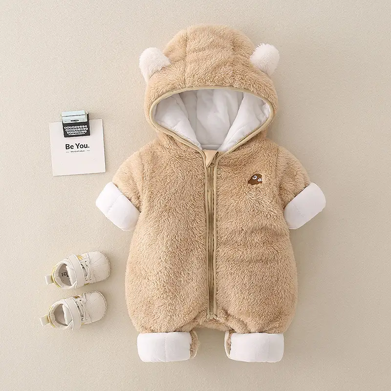 Baby Autumn And Winter Jumpsuit Double-sided Velvet Thermal Cotton-padded Clothes