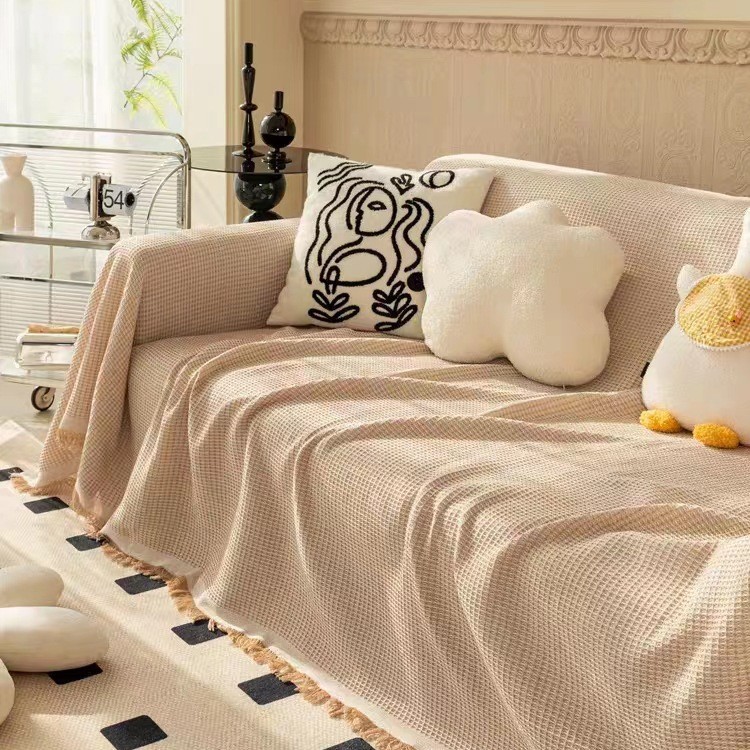 Simple Four-season Blanket Made Of Cotton Fabric A Full-cover Sofa Throw