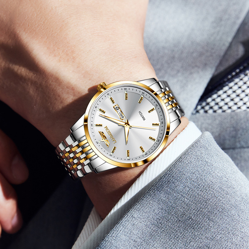 Slim Business Watch Dual-date Display Waterproof Luminous And Fully Automatic