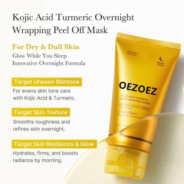 Turmeric Night Tearing Mask Hydrating And Moisturizing Water HD Screen Film Oezoez Mask With Brush - Shop at LoveMi