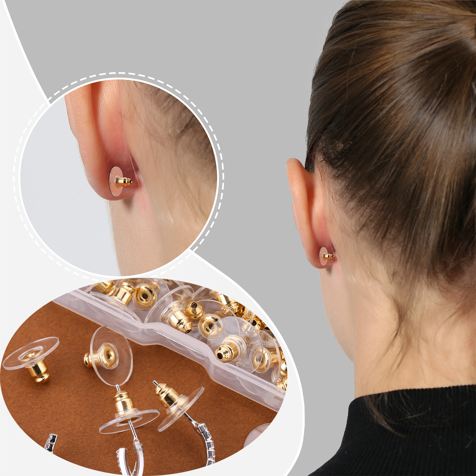 Title 7, Plastic Silicone Metal Earplug With Ear Studs