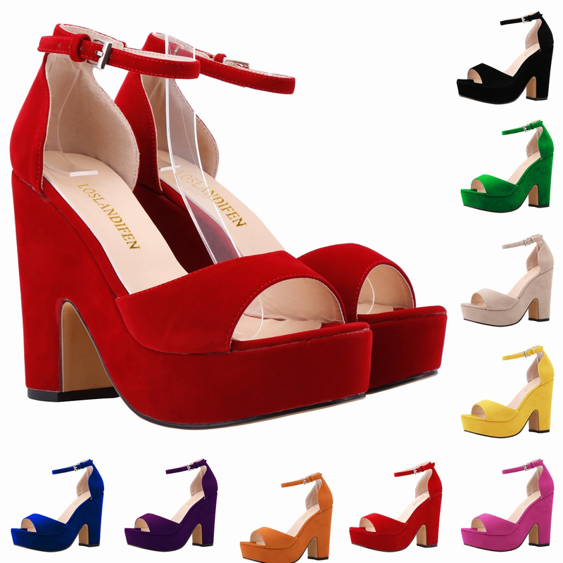 Womens Versatile Round-toe High Chunky-heel Shoes