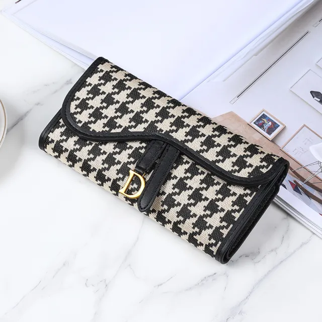 European And American Retro Wallet Women's Long Large Capacity Houndstooth - Shop at LoveMi