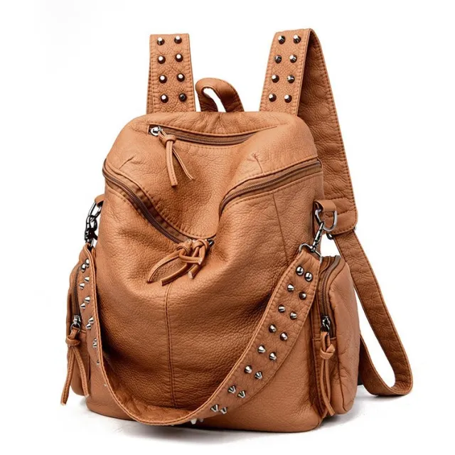 Fashion Rivet Large Capacity Backpack Ginger - Shop at LoveMi