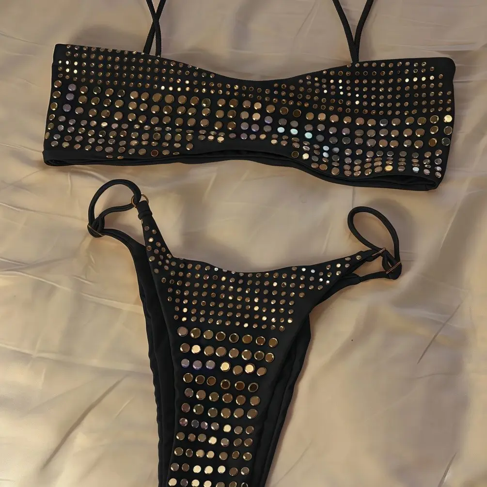 Bestseller Hot-Stone-Embroidered Sexy Womens Two-Piece Swimsuit