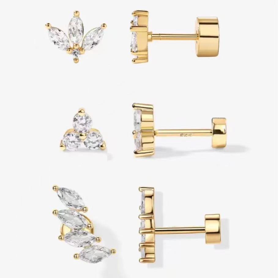 Brass Niche Real Gold-Plated Heart Stud Earrings