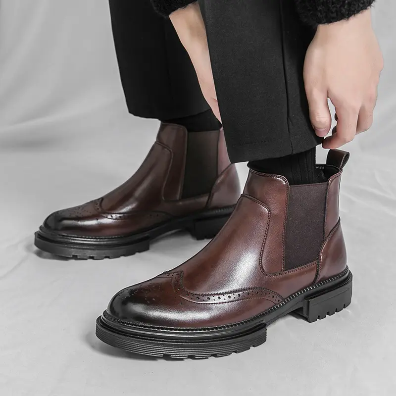 Mens High-top Leather Fashion Ankle Boots