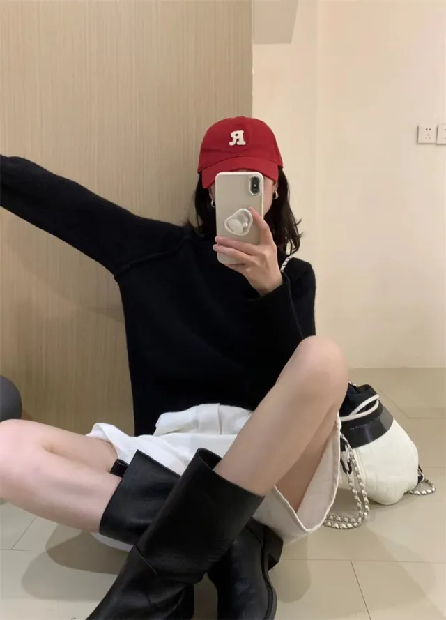 Japanese style Retro Sweater Women's Autumn And Winter New Loose Black - Shop at LoveMi