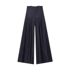 Women's Ultra High Waist Wide Leg Jeans - Picture Colour-M - View 1