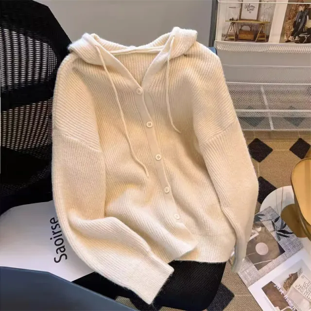 Gentle Elegant Style Sweater Coat For Women Creamy White - Shop at LoveMi