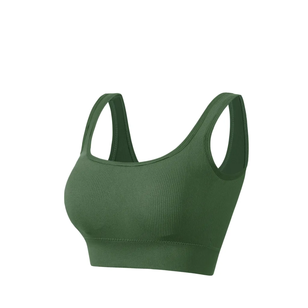 Large Size Push Up No Steel Ring Women's Sports Vest - Army Green