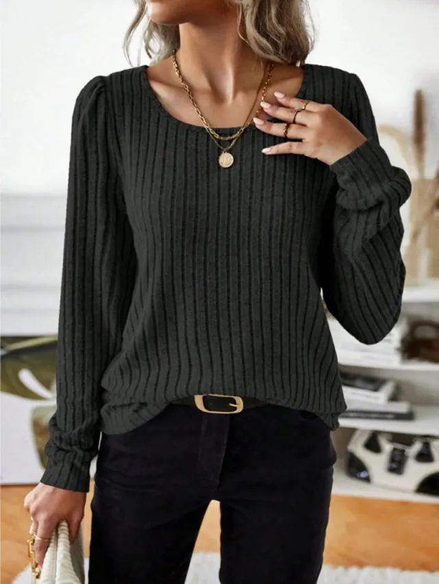 Casua Relaxed fit Solid color V neck Sweater Black - Shop at LoveMi