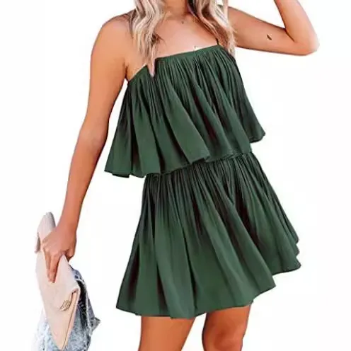 Summer Sleeveless Suspender Jumpsuit Backless Wide Leg Jumpsuit Green - Shop at LoveMi