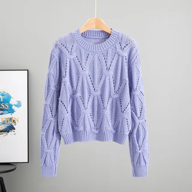 Thickened Korean Style Twist Thread Thermal Sweater Purple - Shop at LoveMi