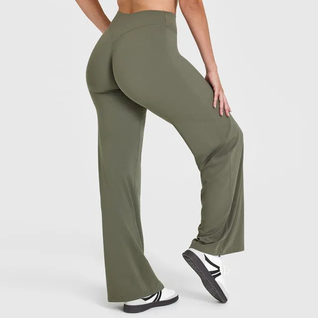 Peach Hip Slimming Yoga Straight leg Pants Olive Green - Shop at LoveMi