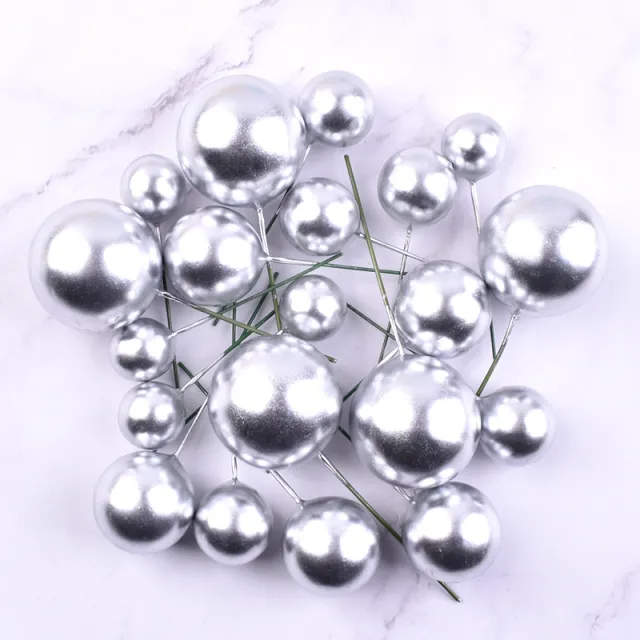 20 Pack Golden Ball Silver Ball Birthday Cake Decoration Card Silver 20Pcs - Shop at LoveMi