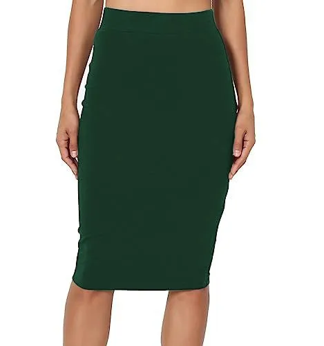Fashion High Waist Over Knee Pencil Skirt Dark Green - Shop at LoveMi