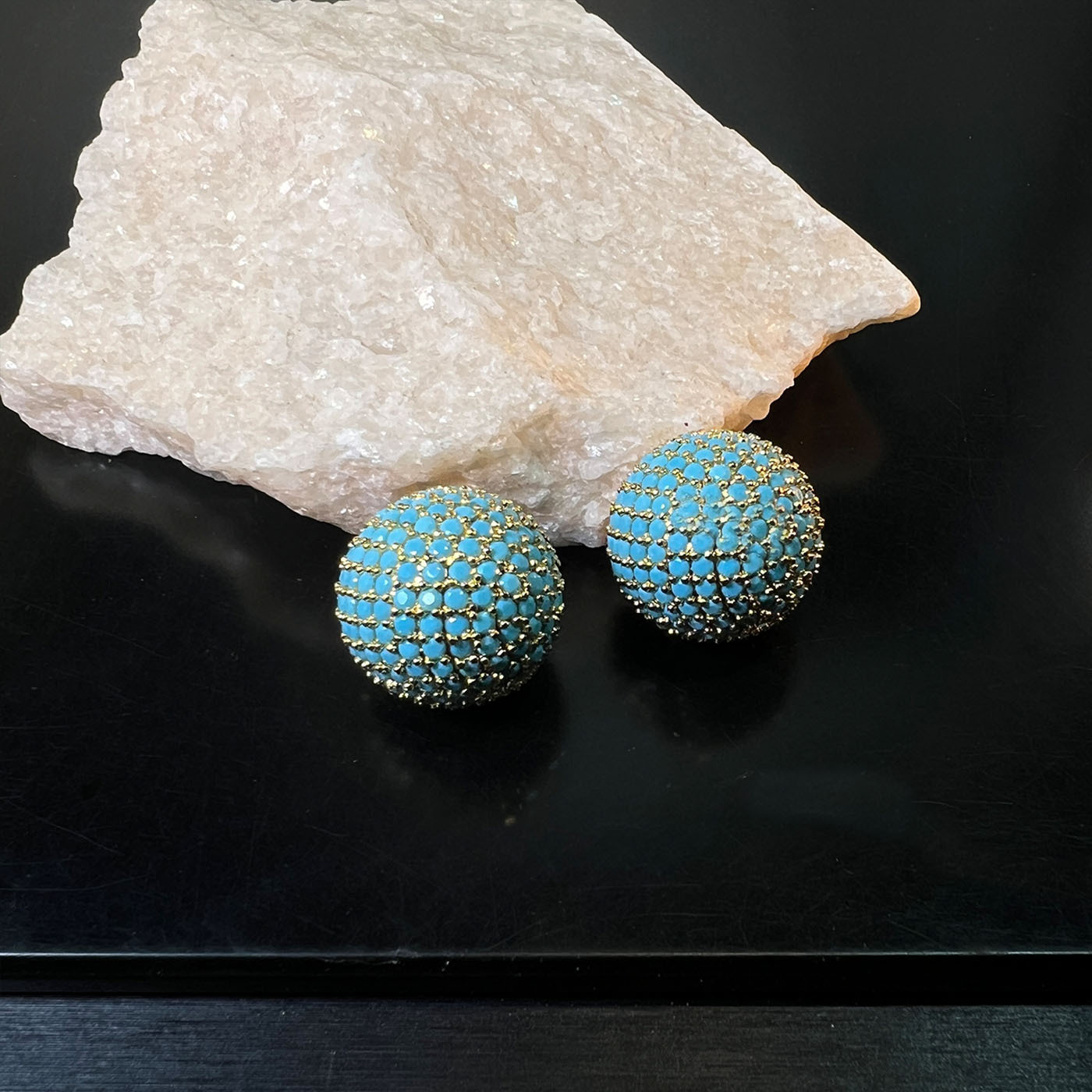 Turquoise Micro-Inlaid French-Style Earrings for Women
